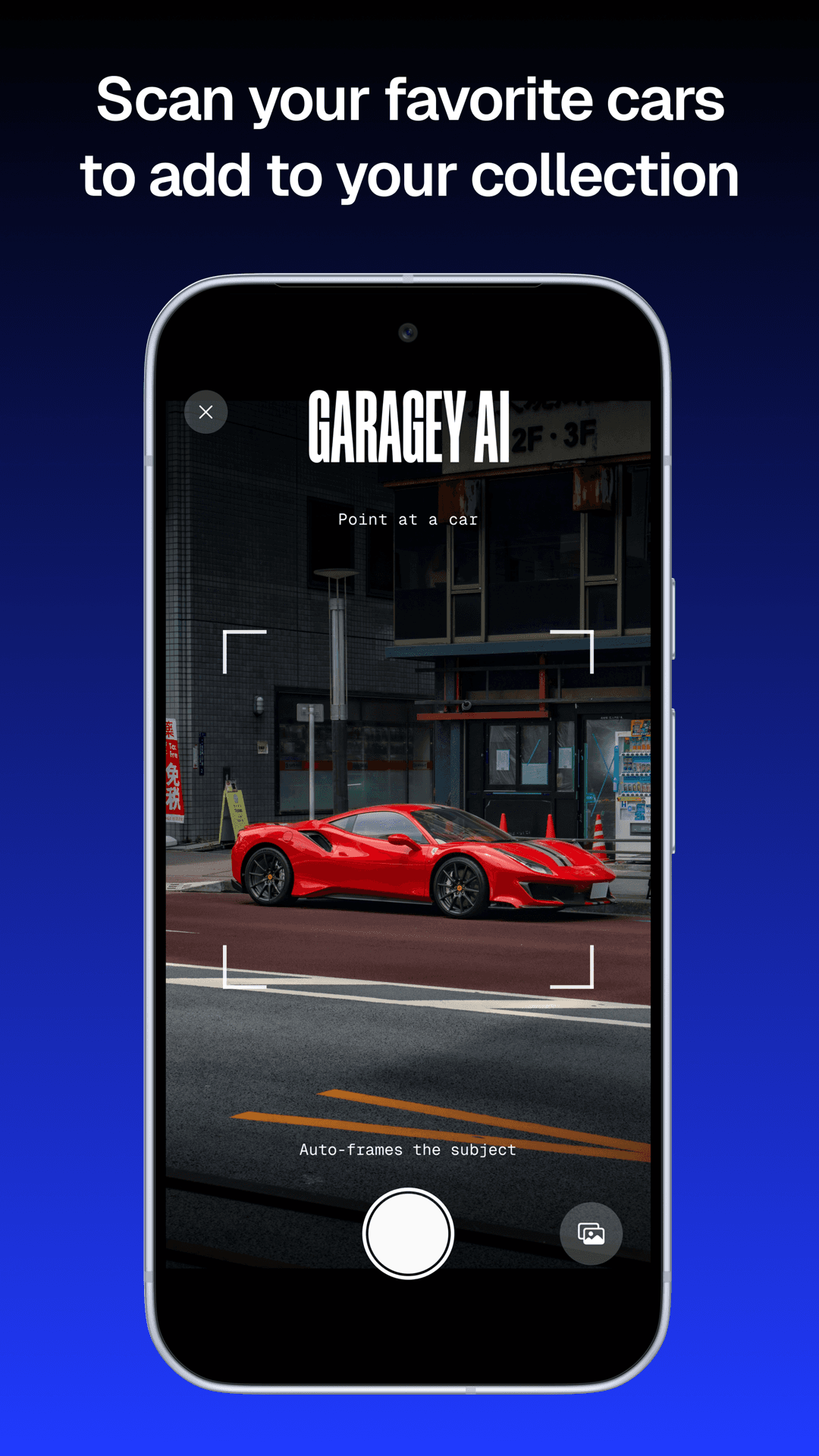 Garagey AI — scanning a car with the in-app camera